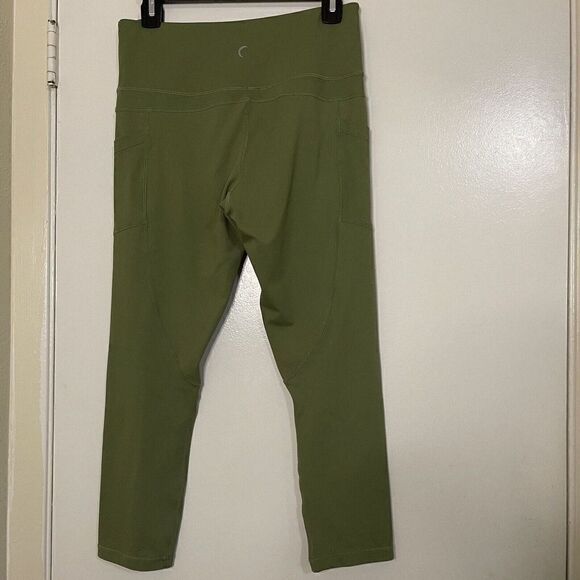 ZYIA ACTIVE high waist light and tight cropped green leggings side pocket large - Picture 5 of 6